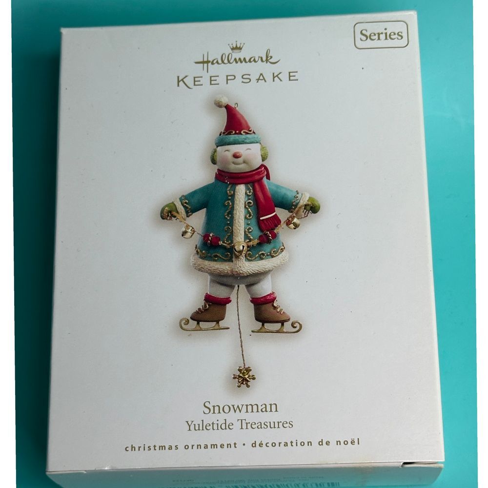 Hallmark Keepsake‎ Snowman Yuletide Treasures Christmas Ornament Ice Skater
